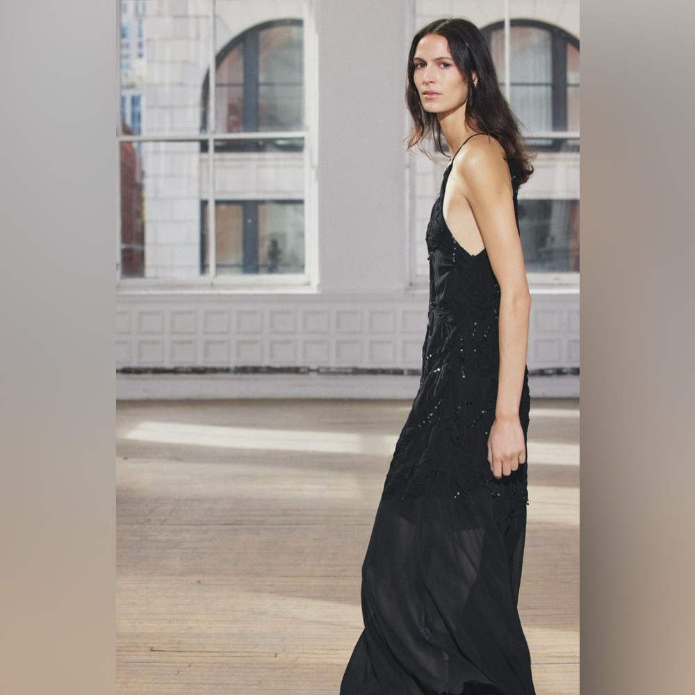 ZARA SEQUINNED HALTER DRESS ZW COLLECTION - Picture 8 of 16